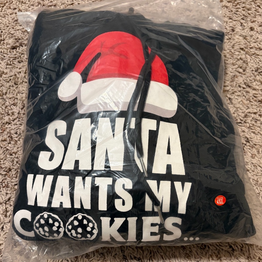 Santa Graphic Holiday Sweater - Black and Red